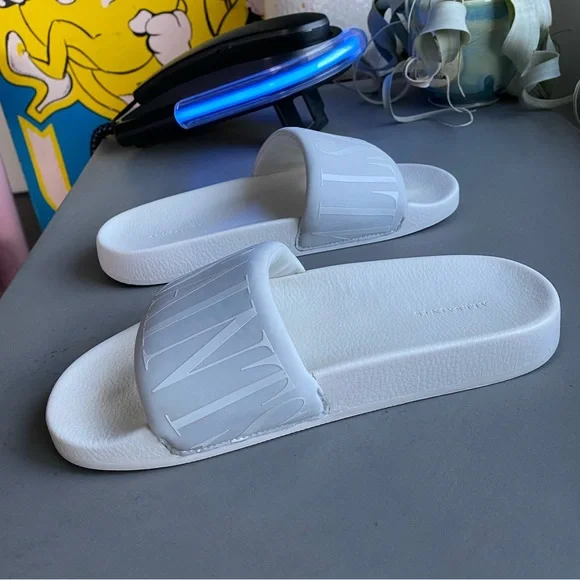 All Saints White Puffer Flip Flops Sliders 38 7.5 allsaints sandal balenciaga - Picture 9 of 10